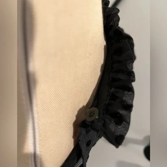 ZARA Black Flocked Swiss Dot Shirt Sleeve Flowy Midi Dress - Picture 14 of 14